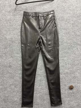 Shinestar Black Vegan Faux Leather High Rise Skinny Pants Size M